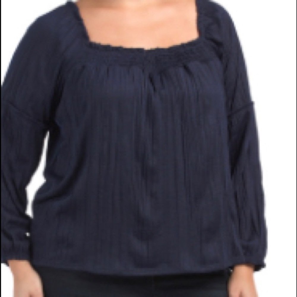 NWT ALMOST FAMOUS Plus Square Neck Peasant Top With Smocking